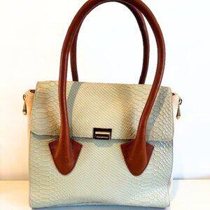 Pour La Victoire Snakeskin Embossed Leather Bag – Beige / Taupe